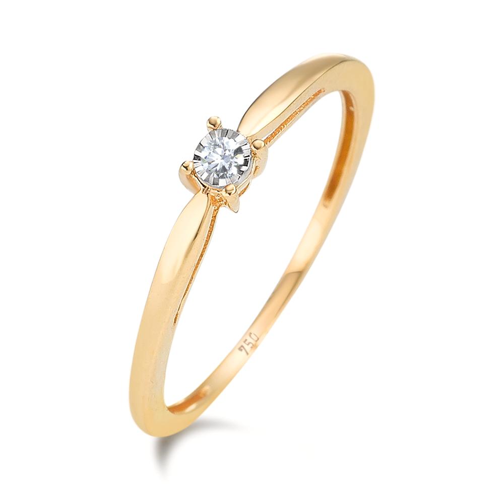 Bague solitaire Or jaune 18K Diamant 0.03 ct, w-pi2