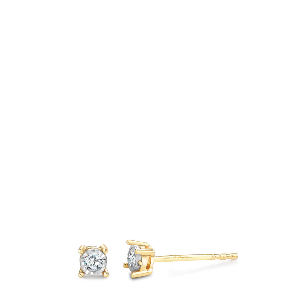 Clous d'oreilles Or jaune 18K Diamant 0.07 ct, 2 Pierres, w-pi2 Ø3.2 mm