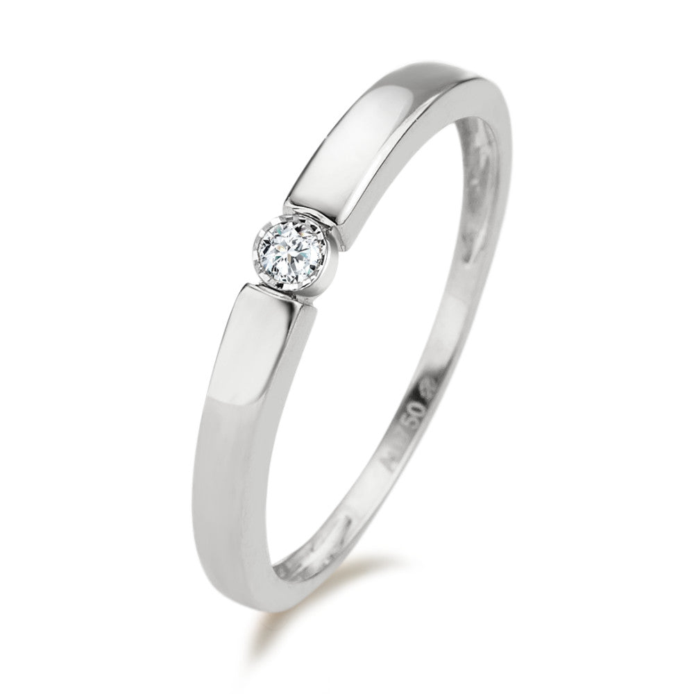 Bague solitaire Or blanc 18K Diamant 0.04 ct, w-pi2