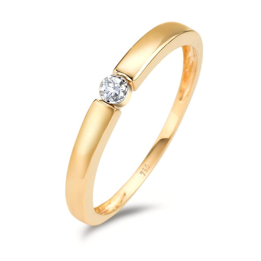 Bague solitaire Or jaune 18K Diamant 0.04 ct, w-pi2