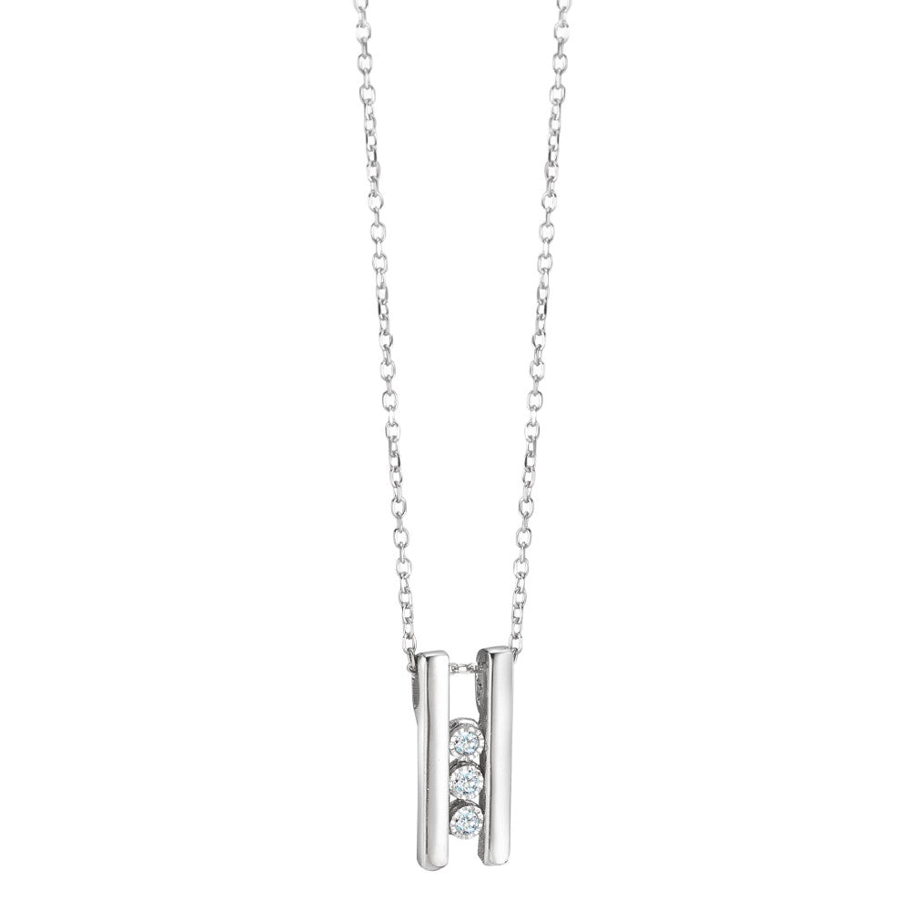 Collana Oro bianco 750/18 carati Diamante 0.54 ct, 3 pietra, w-pi2 40-42 cm