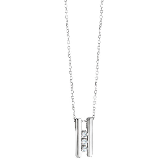 Collier Or blanc 18K Diamant 0.54 ct, 3 Pierres, w-pi2 40-42 cm