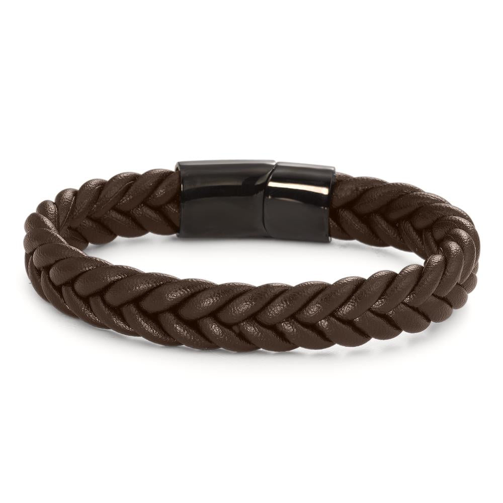 Bracelet Cuir, Acier inoxydable noir induit IP 21 cm