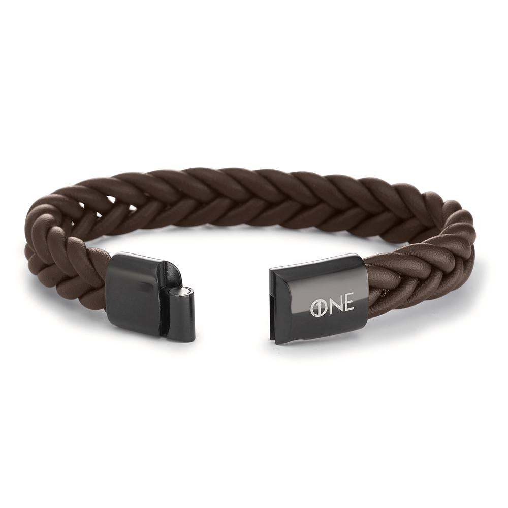 Bracelet Cuir, Acier inoxydable noir induit IP 21 cm