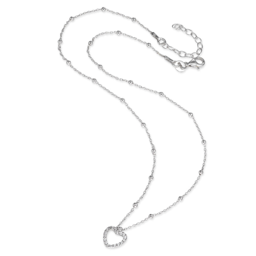 Collana Argento Zirconia rodiato Cuore 38-42 cm