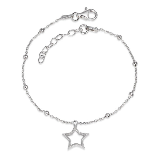 Bracelet Argent Rhodié Étoile 16.5-19 cm