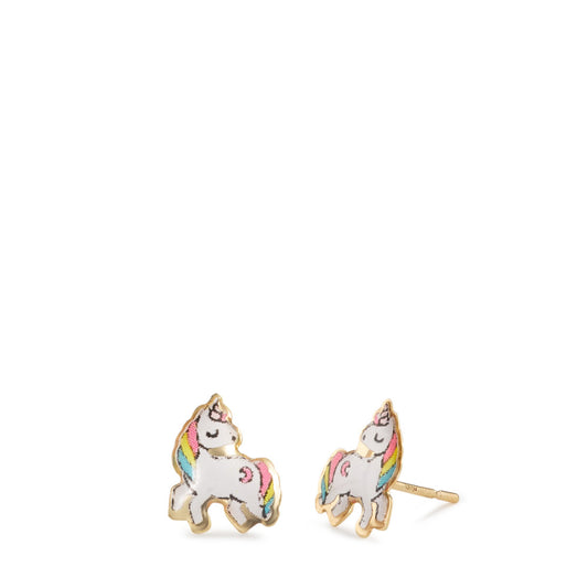 Clous d'oreilles Or jaune 9K Laqué Licorne