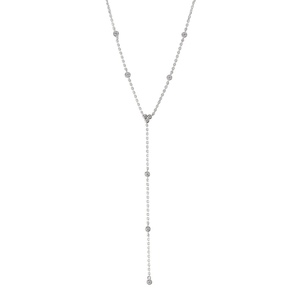 Collier Argent Zircone 14 Pierres Rhodié 40-45 cm