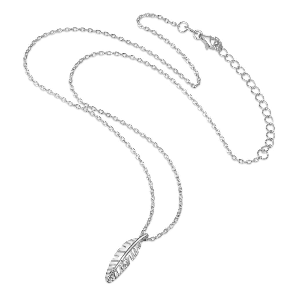 Collana Argento Zirconia rodiato Piuma 40-44 cm