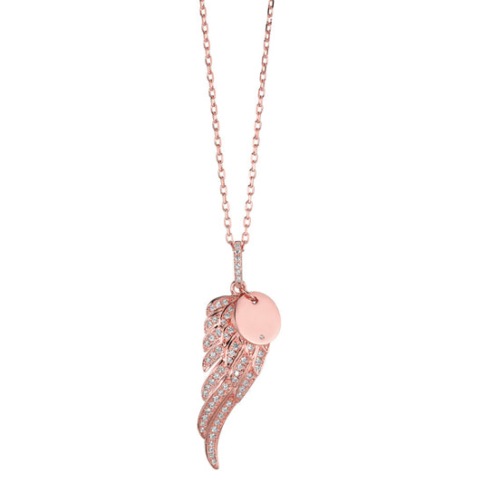 Chaînette avec pendentif Argent Zircone rosé Plaqué or Aile 40-45 cm