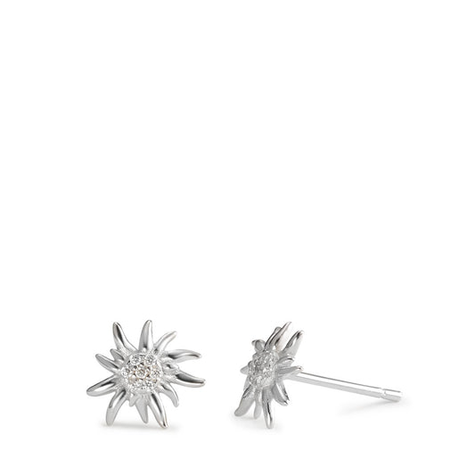 Clous d'oreilles Argent Zircone 14 Pierres Rhodié Edelweiss Ø9.5 mm