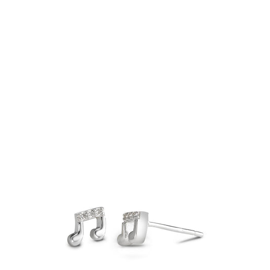 Clous d'oreilles Argent Zircone 6 Pierres Rhodié Musique Ø5 mm