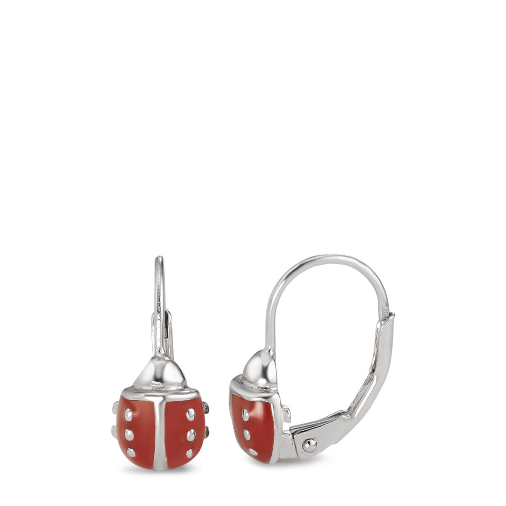 Pendant d'oreilles Argent Laqué Coccinelle Ø7 mm