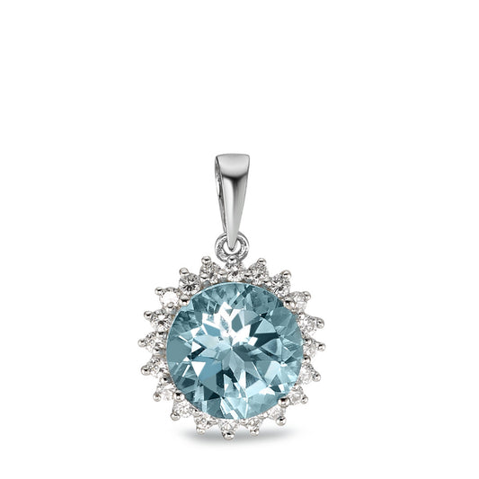 Pendentif Argent Topaze bleu Rhodié Ø13.5 mm