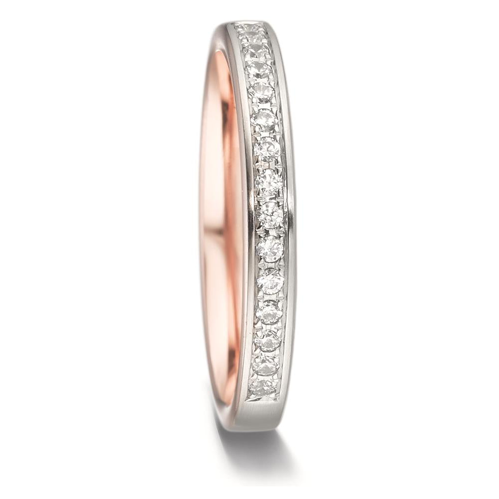 Bague d'éternité Or rouge 18K, Or blanc 18K Diamant 0.15 ct, 15 Pierres, tw-vsi