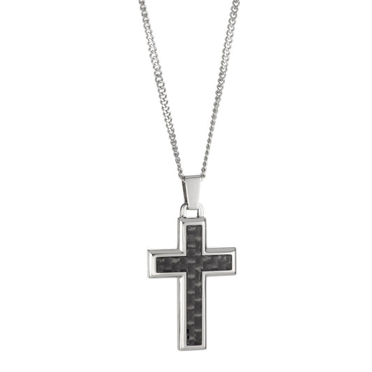 Chaînette avec pendentif Acier inoxydable, Carbone Croix 55 cm