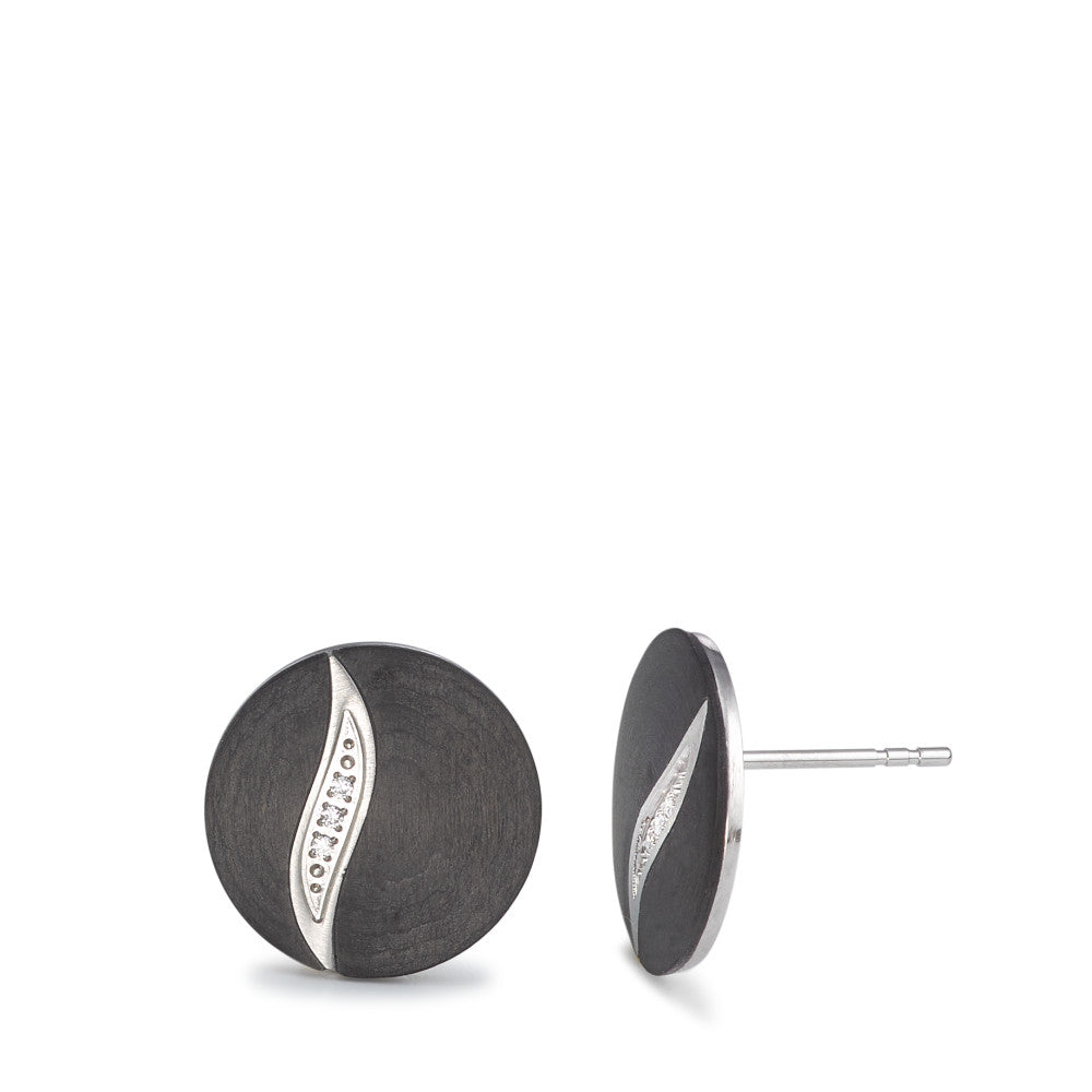 Clous d'oreilles Acier inoxydable, Carbone Zircone 6 Pierres Ø15 mm