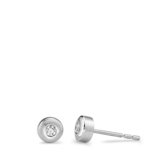 Clous d'oreilles Or blanc 18K Diamant 0.06 ct, 2 Pierres, w-si Ø4.5 mm