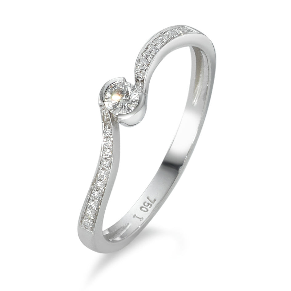 Bague Or blanc 18K Diamant 0.15 ct, 21 Pierres, w-si