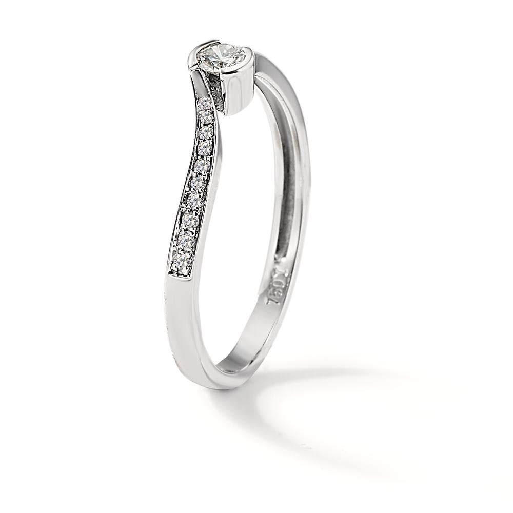 Bague Or blanc 18K Diamant 0.15 ct, 21 Pierres, w-si