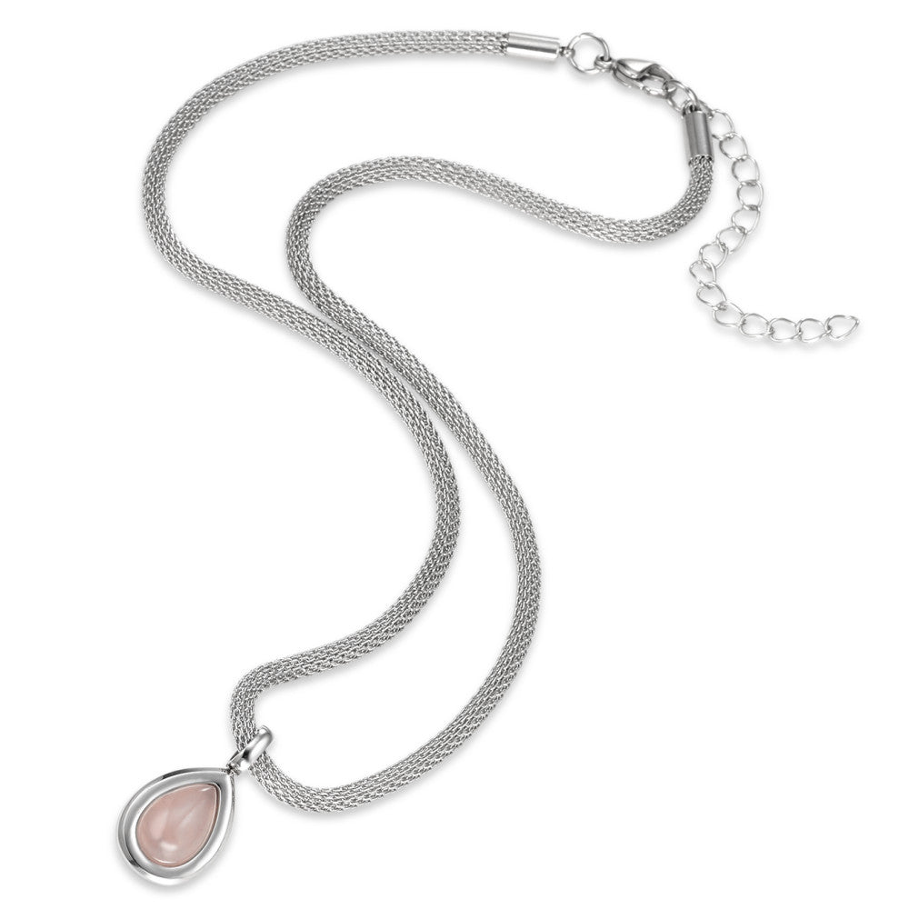 Collier Edelstahl Achat rosa verstellbar