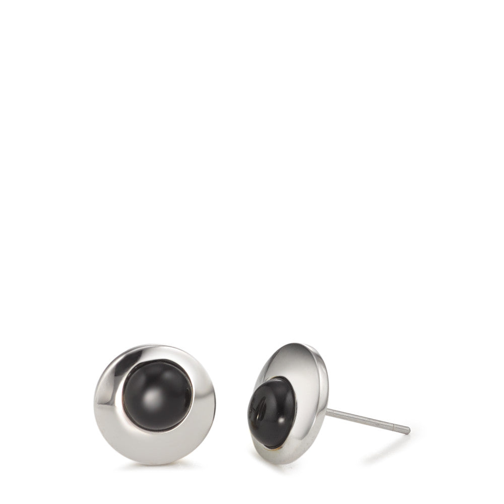 Clous d'oreilles Acier inoxydable Onyx 2 Pierres Ø10 mm