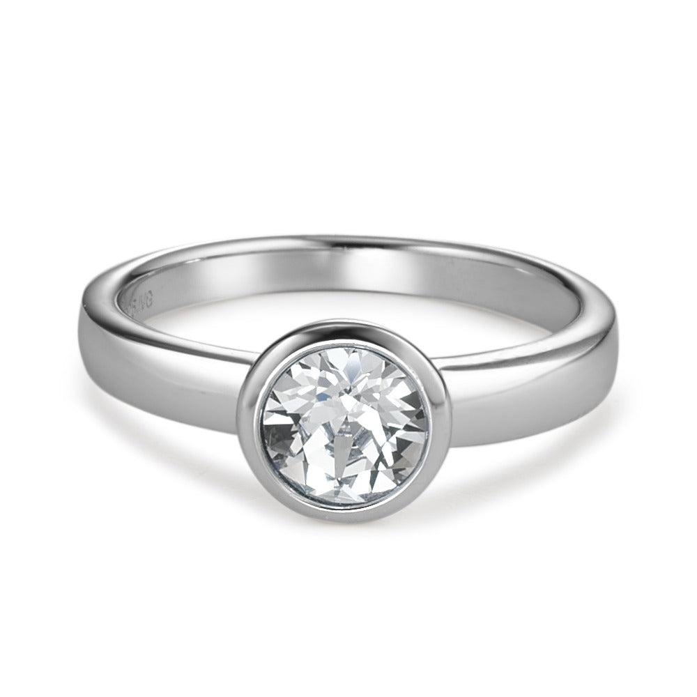 Bague solitaire Argent Zircone Rhodié Ø8 mm