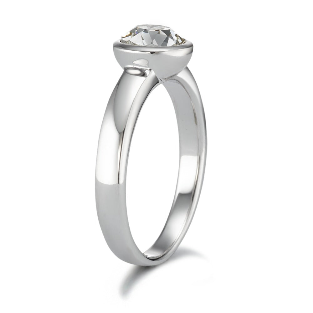 Bague solitaire Argent Zircone Rhodié Ø8 mm