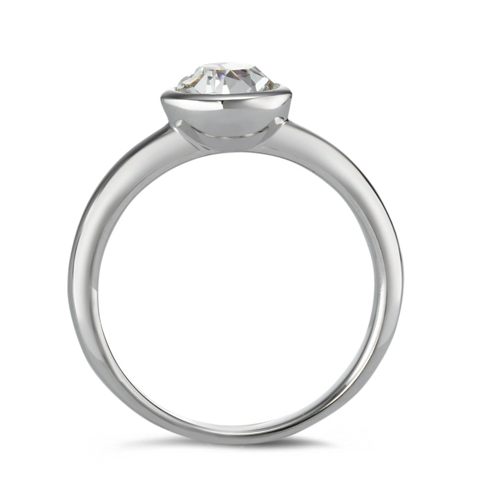 Bague solitaire Argent Zircone Rhodié Ø8 mm