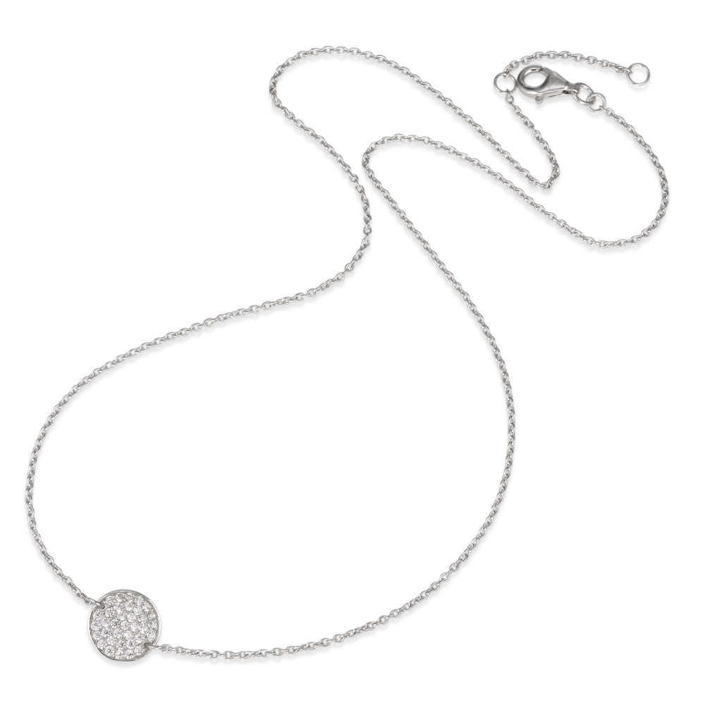 Collier Silber Zirkonia weiss rhodiniert verstellbar Ø10 mm