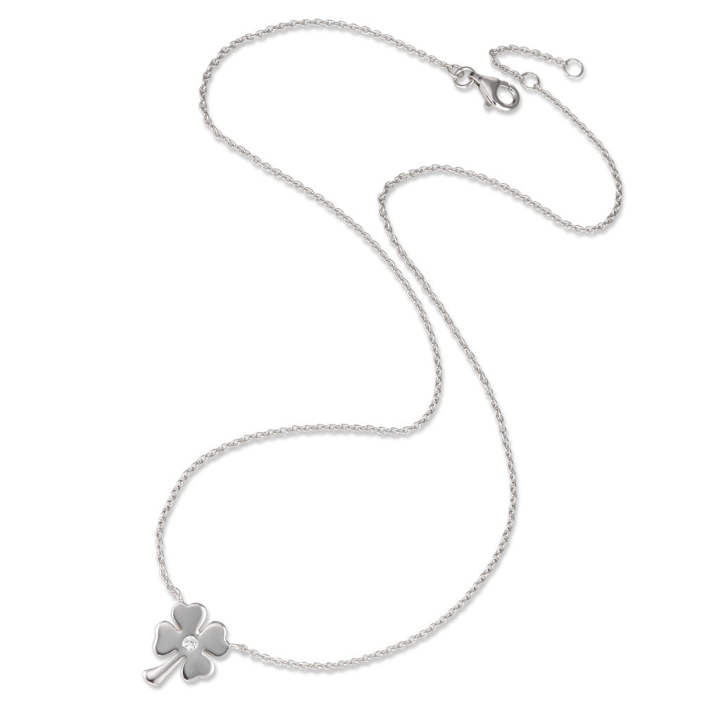 Collier Silber Zirkonia weiss rhodiniert Kleeblatt verstellbar