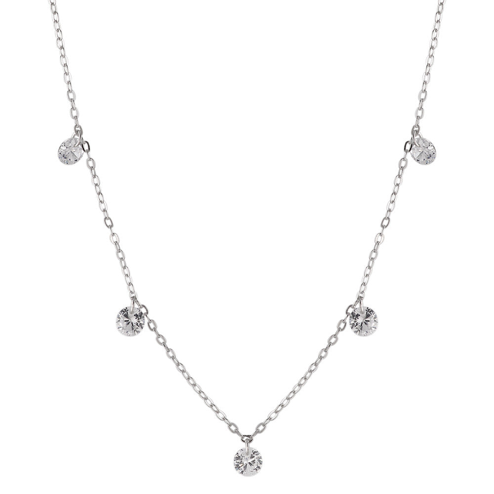 Collier Argent Cristal 5 Pierres Rhodié 40-42 cm