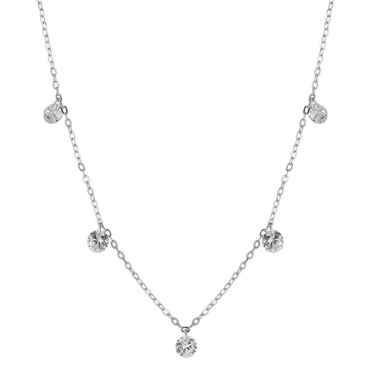 Collier Argent Cristal 5 Pierres Rhodié 40-42 cm