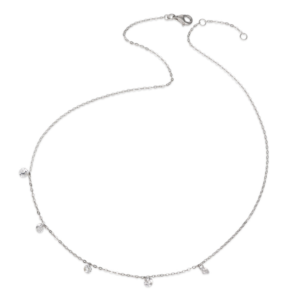 Collier Argent Cristal 5 Pierres Rhodié 40-42 cm