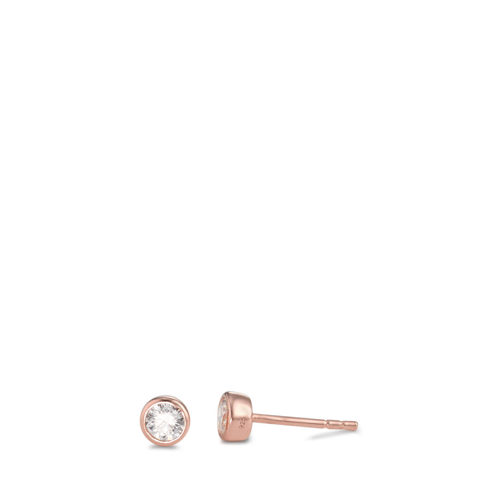 Clous d'oreilles Argent Zircone 2 Pierres rosé Plaqué or Ø4.5 mm