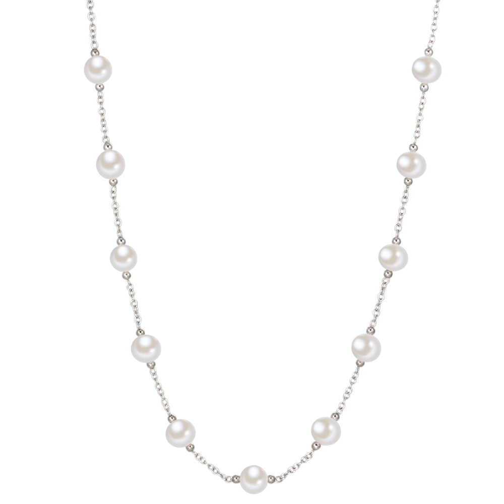 Collier Argent Rhodié perle d'eau douce 63 cm