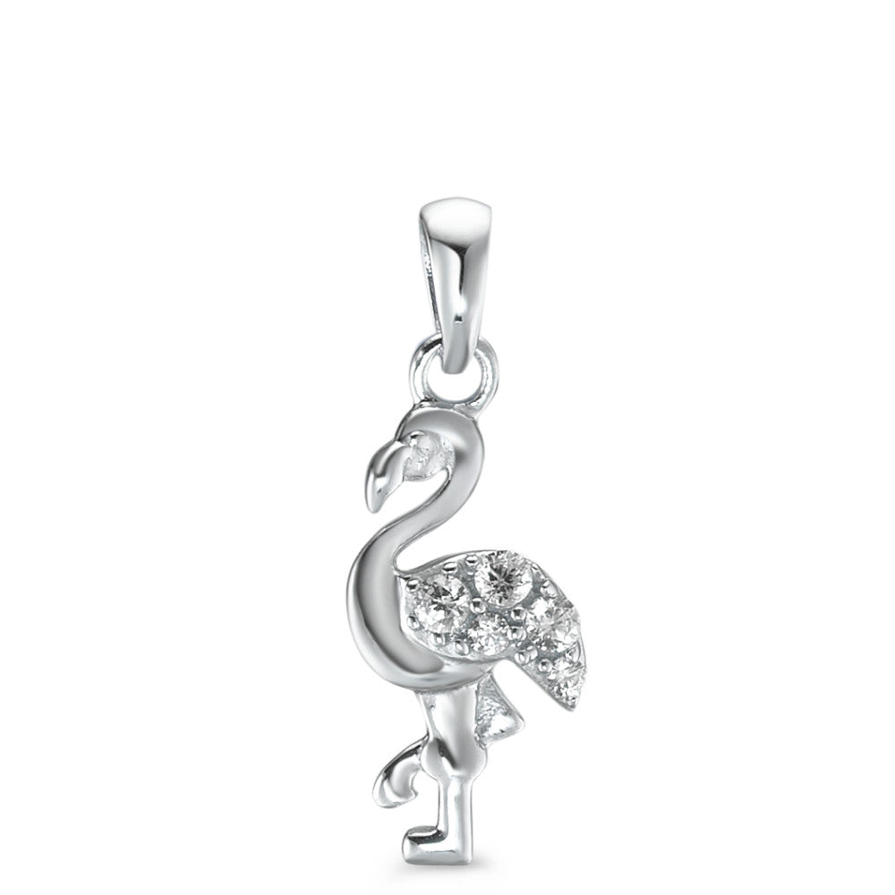 Pendentif Argent Zircone 5 Pierres Rhodié Flamant Rose