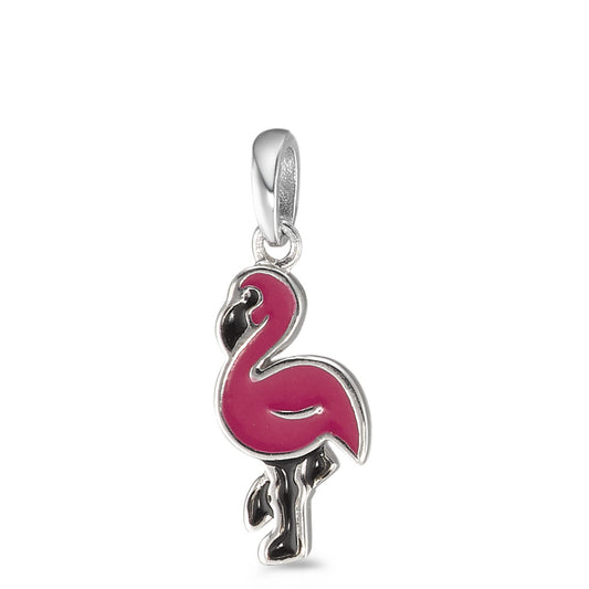 Pendentif Argent Laqué Flamant Rose