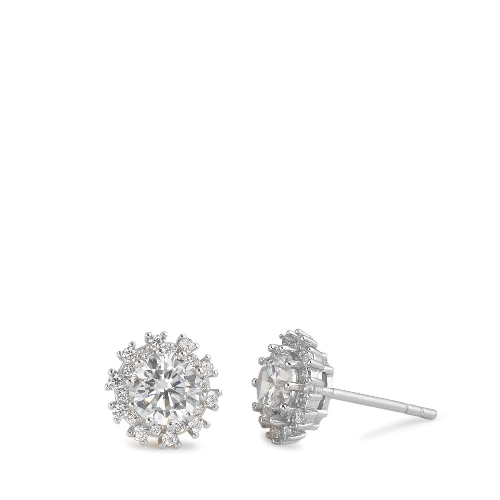 Clous d'oreilles Argent Zircone Rhodié Ø9 mm