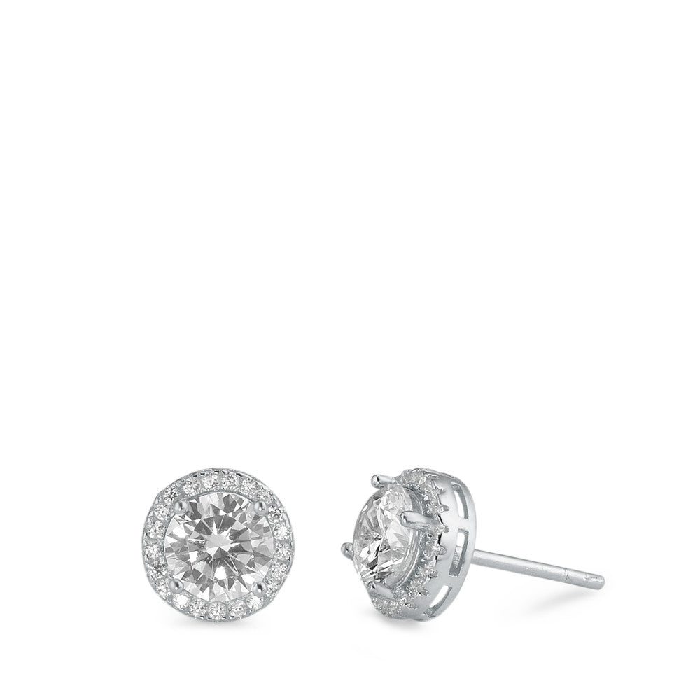 Clous d'oreilles Argent Zircone Rhodié Ø8.5 mm