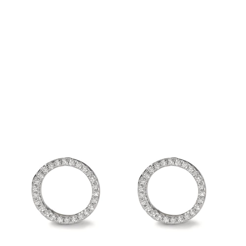 Clous d'oreilles Argent Zircone Rhodié Ø8 mm