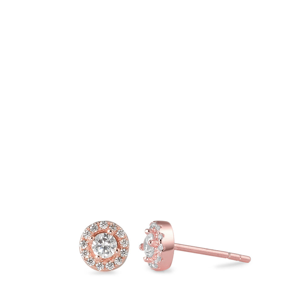 Clous d'oreilles Argent Zircone rosé Plaqué or Ø6 mm