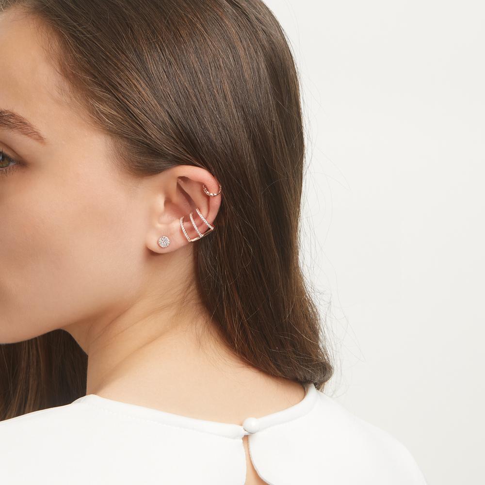 Ear cuff Argent Zircone rosé Plaqué or Ø14 mm