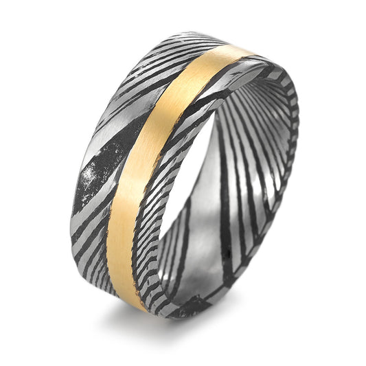 Bague Acier de Damas jaune PVD