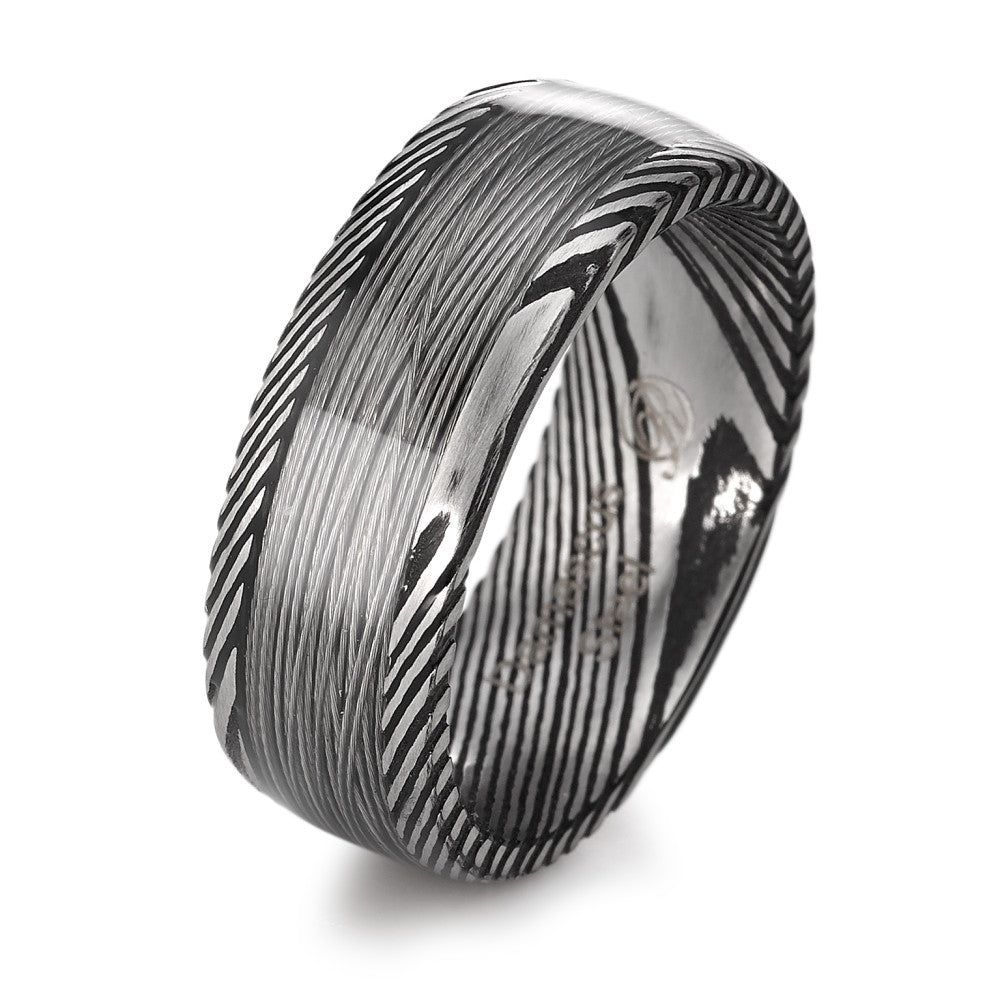 Bague Acier de Damas noir PVD