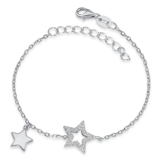 Bracciale Argento Zirconia rodiato Stella 16-19 cm