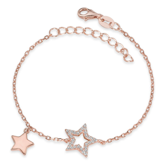 Bracciale Argento Zirconia rosa dorato Stella 16-19 cm