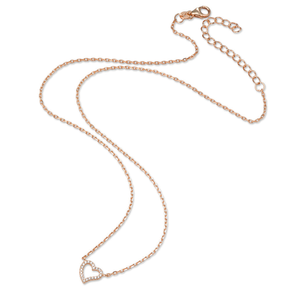 Collier Argent Zircone rosé Plaqué or Coeur 40-45 cm