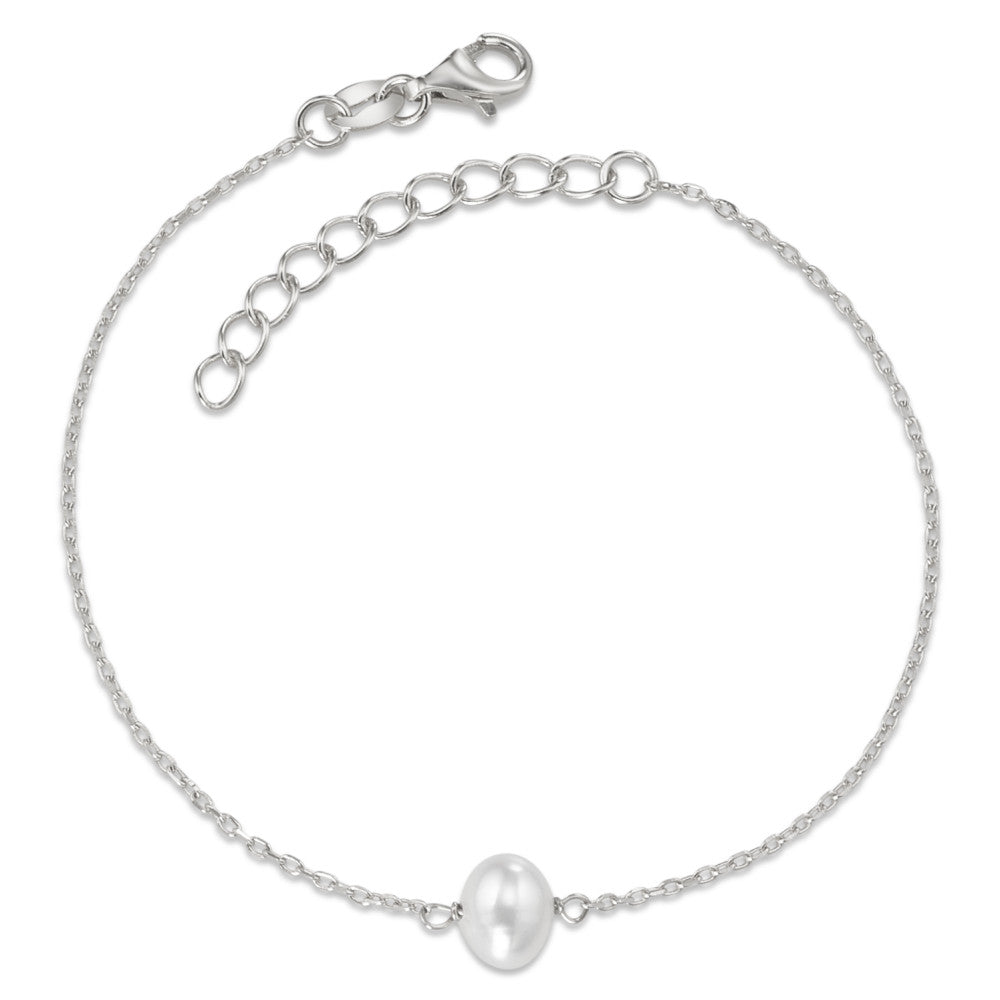 Bracciale Argento rodiato Perla coltivata d'acqua dolce 16-19 cm