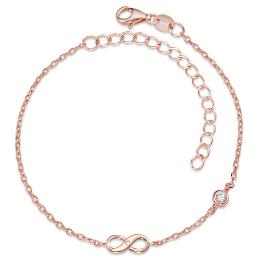 Bracciale Argento Zirconia 2 pietra rosa dorato Infinito 16-19 cm